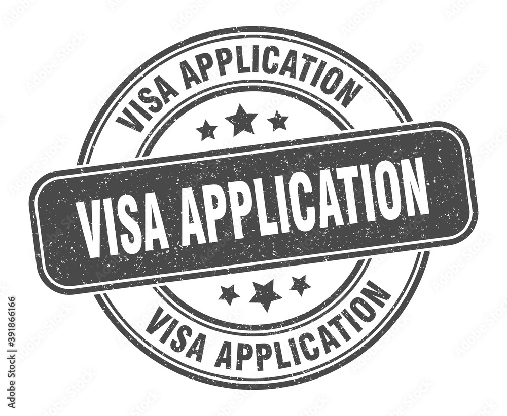 visa application stamp. visa application label. round grunge sign