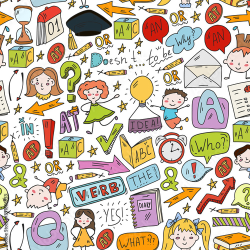 Concept of learning English. Flat design, vector pattern.