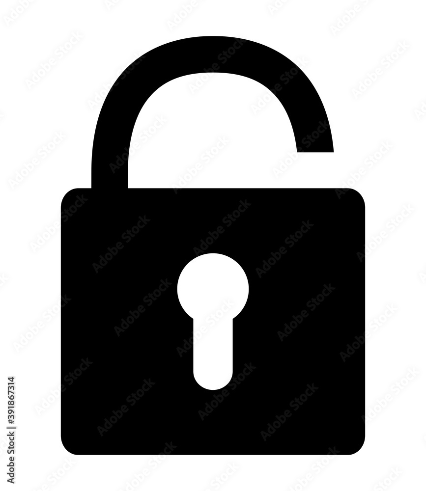 Open lock icon. Padlock vector illustration isolated on white background. Safe symbol. Open lock icon. Padlock vector illustration isolated on white background. Safe symbol.