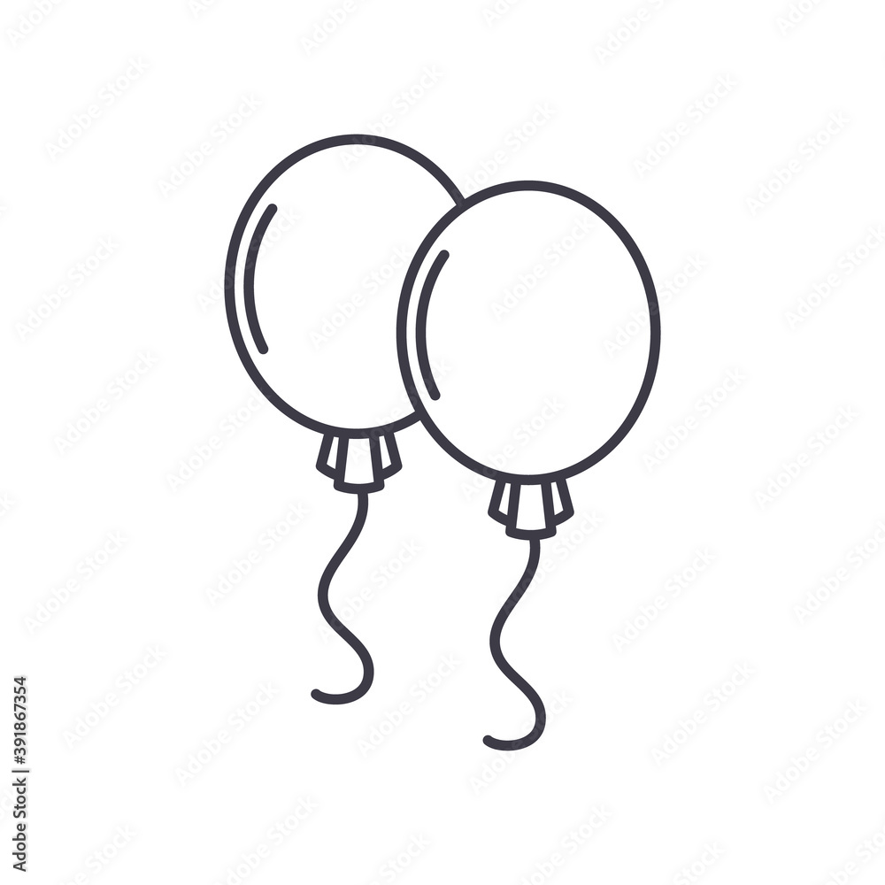 Balloon icon, linear isolated illustration, thin line vector, web design sign, outline concept symbol with editable stroke on white background. Balloon icon, linear isolated illustration, thin line vector, web design sign, outline concept symbol with editable stroke on white background.