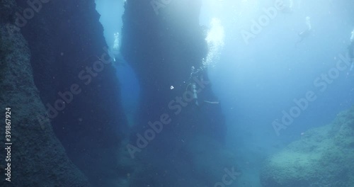 Wallpaper Mural scuba divers enjoying the topography and fauna underwater ocean scenery mediterranean sea  Torontodigital.ca