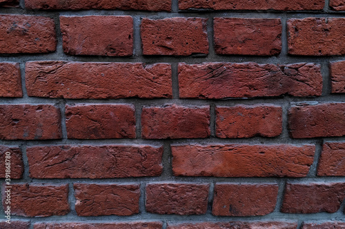 Old red brick wall, restoration of buildings.