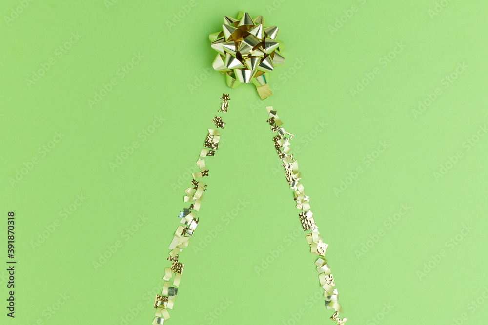 flat lay with christmas tree on green background flat lay with christmas tree on green background
