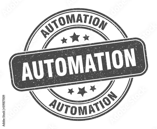 automation stamp. automation label. round grunge sign