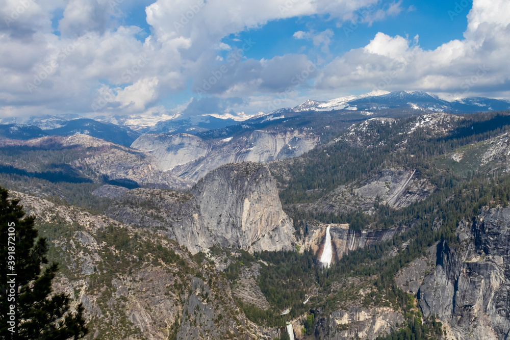 View from Glacier Point at  Vernal Falls and Nevada Falls, Yosemite National Park, California, USA