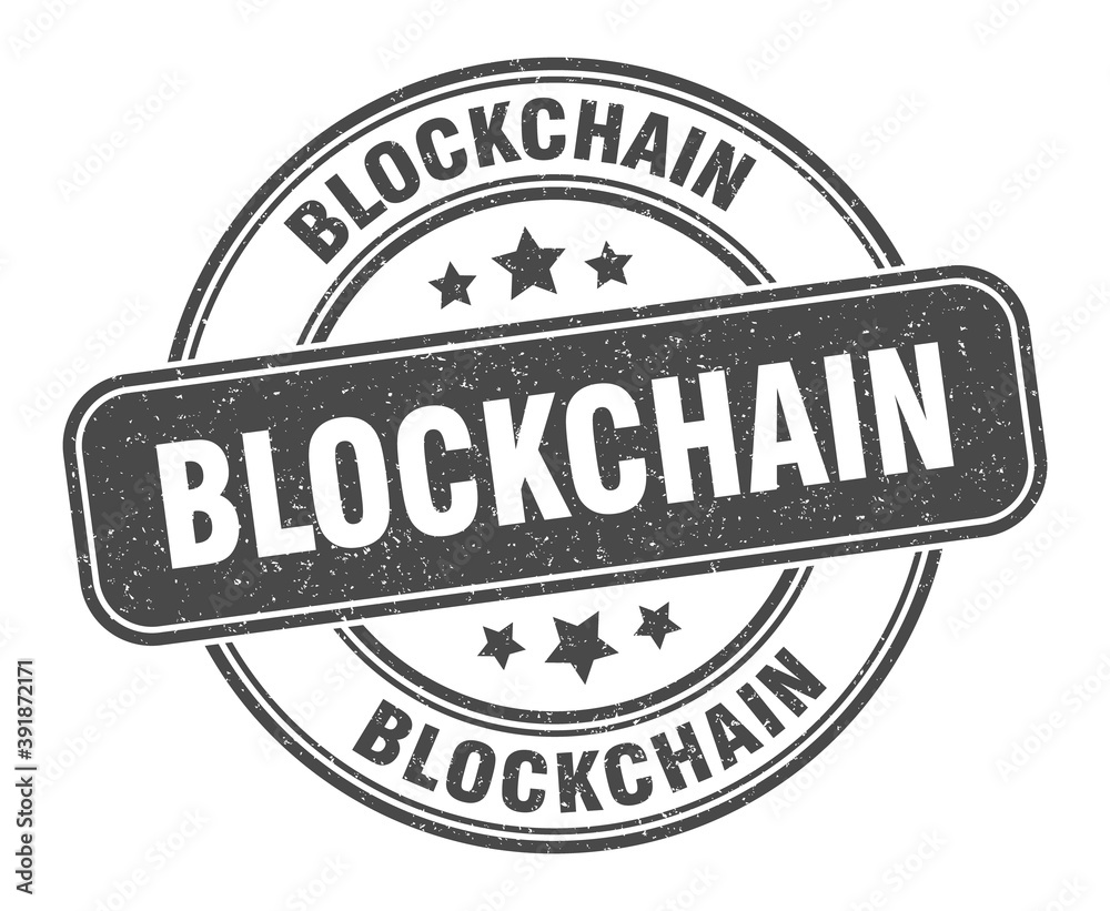 blockchain stamp. blockchain label. round grunge sign