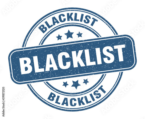 blacklist stamp. blacklist label. round grunge sign