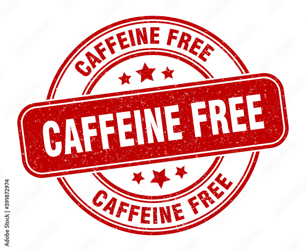 caffeine free stamp. caffeine free label. round grunge sign caffeine free stamp. caffeine free label. round grunge sign