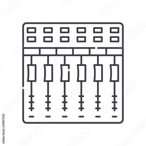 Audio mixing icon, linear isolated illustration, thin line vector, web design sign, outline concept symbol with editable stroke on white background.