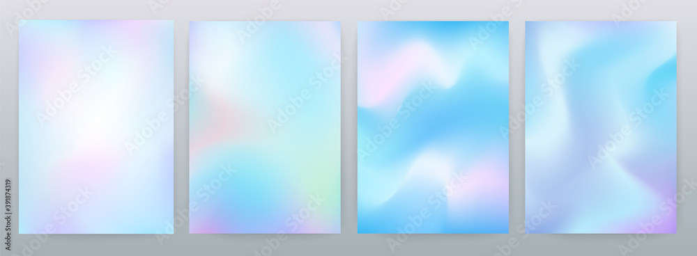 Set of vector blurry backgrounds in blue turquoise and pink colors. Light pastel backgrounds for your design for posters, invitations, brochures.