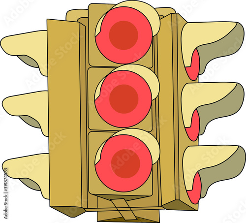 Beautiful Traffic light with all red lights on