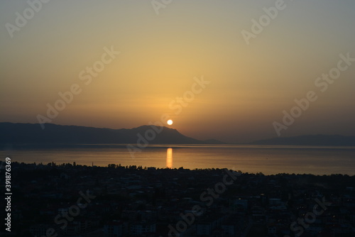 İznik Lake Sunset and  Town  (Bursa / Turkey) photo