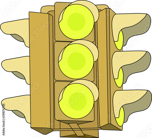 Beautiful Traffic light with all yellow lights on