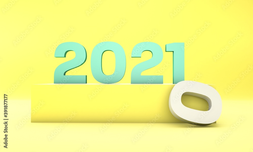 New year 2021 3D design concept. 3d illustration New year 2021 3D design concept. 3d illustration