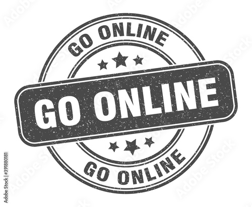 go online stamp. go online label. round grunge sign