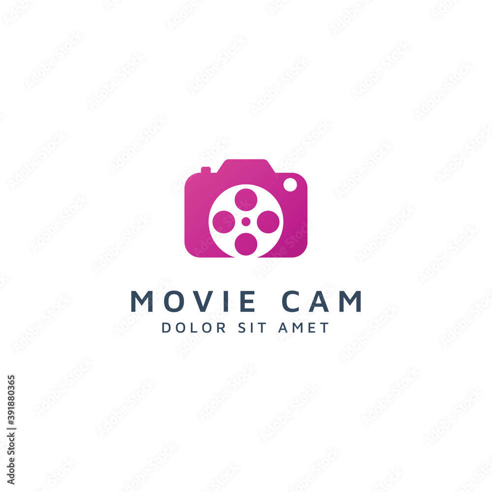 camera movie negative space logo design
