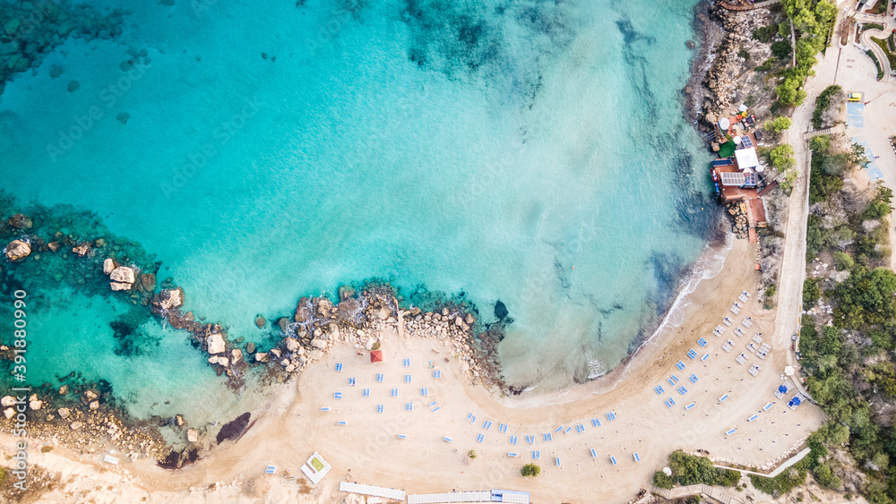 Landscape of organize beach from above