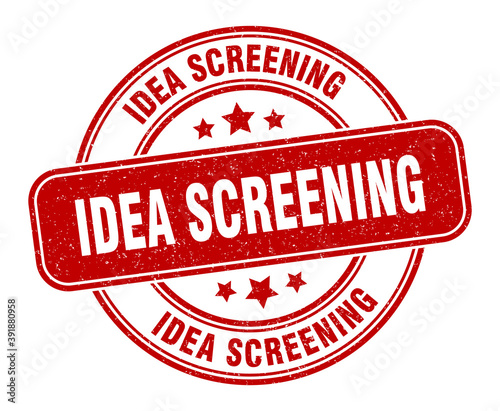 idea screening stamp. idea screening label. round grunge sign