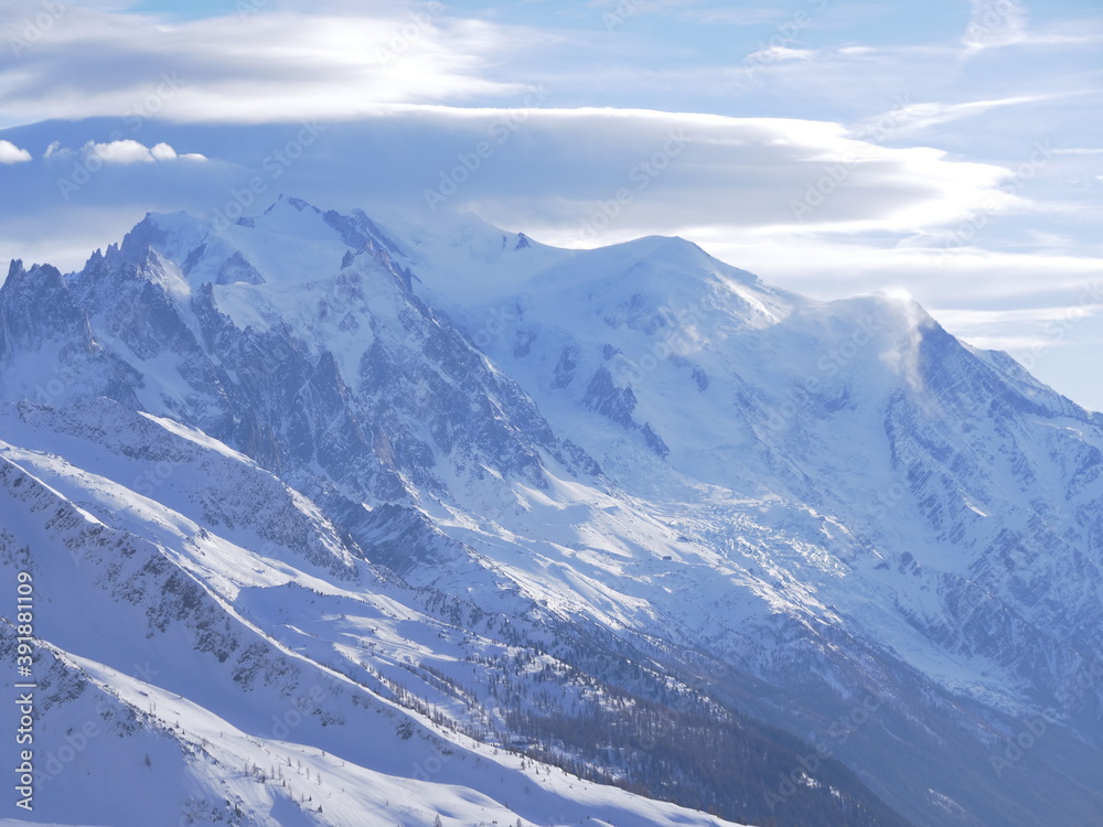 The french alps from le Tour, a ski station at Chamonix.