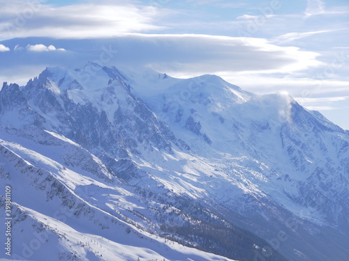 The french alps from le Tour, a ski station at Chamonix.