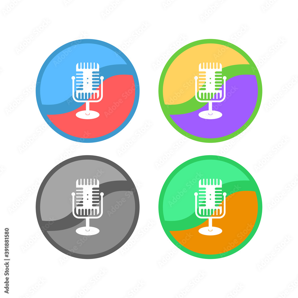 Retro Microphone Icon Set Isolated on White Background. Retro Microphone Icon Set Isolated on White Background.