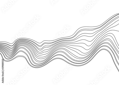 Abstract pattern of thin curves of black lines on a white background. Vector illustration