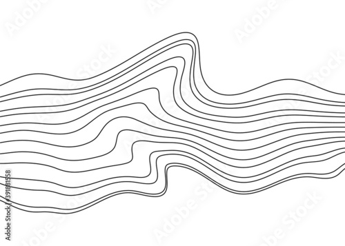 Modern abstract pattern of curves of black lines on a white background. Trendy vector graphics