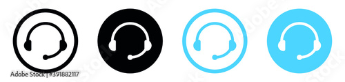 Customer service or customer support headset or headphones flat vector icon for apps and websites