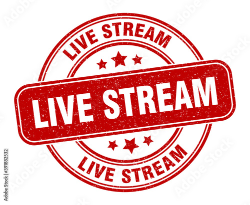 live stream stamp. live stream label. round grunge sign