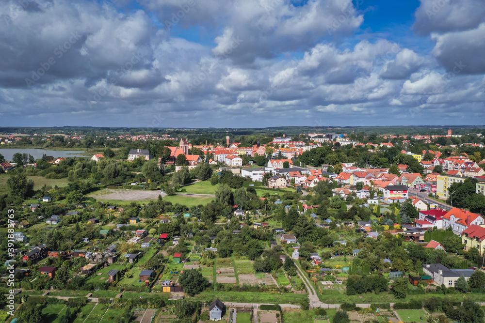 Aerial drone photo of Morag, small town in Warmia Mazury region of Poland Aerial drone photo of Morag, small town in Warmia Mazury region of Poland