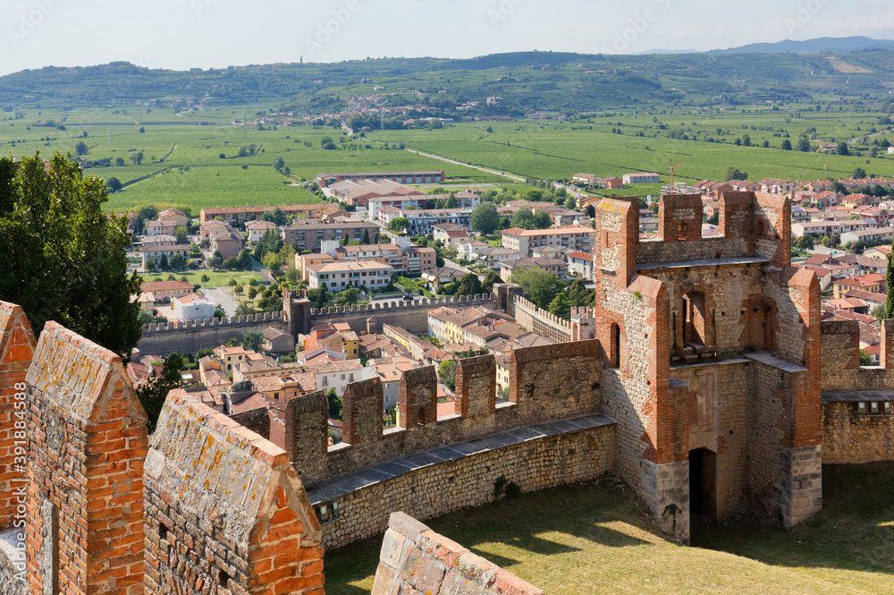 Town of Soave, Italy, from the walls of its medieval castle