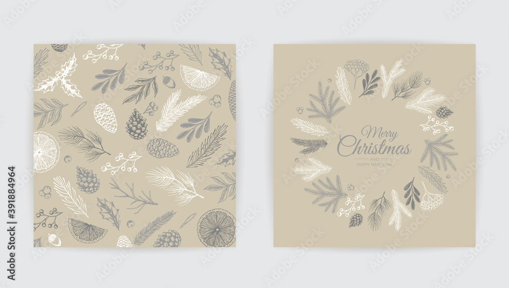 Vector Christmas Cards Set. Holiday Party Card Templates Design Vector Christmas Cards Set. Holiday Party Card Templates Design