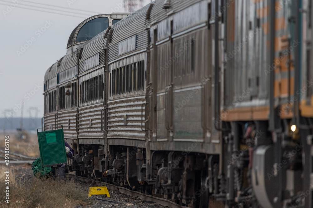 Five carriage long train that travels across the Canadian prairies and into the tundra of northern Manitoba. Five carriage long train that travels across the Canadian prairies and into the tundra of northern Manitoba.