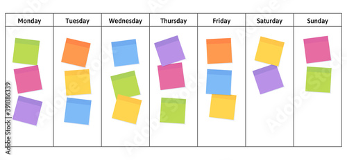 Kanban board with blank sticky note papers for writing task. Agile project management, tasks planning and to do list.