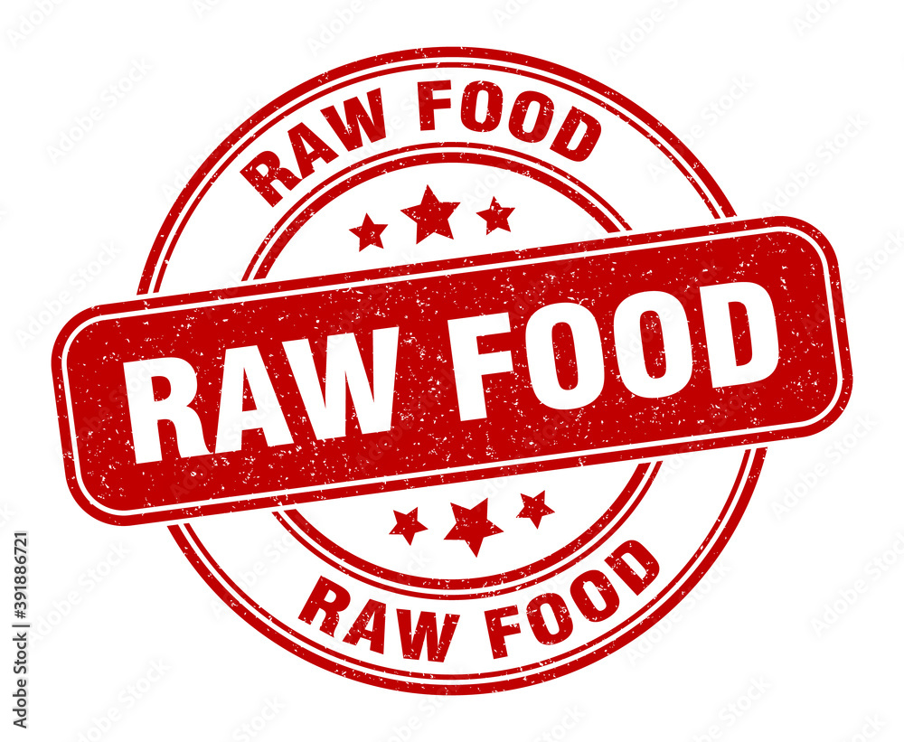 raw food stamp. raw food label. round grunge sign raw food stamp. raw food label. round grunge sign