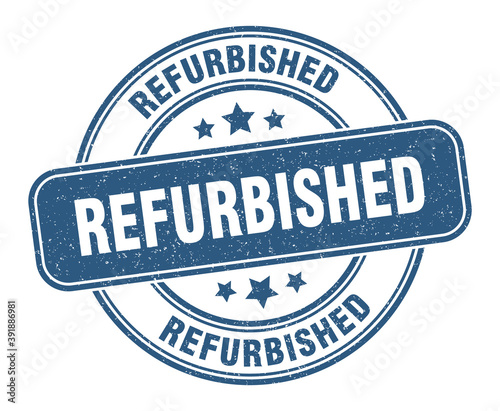 refurbished stamp. refurbished label. round grunge sign