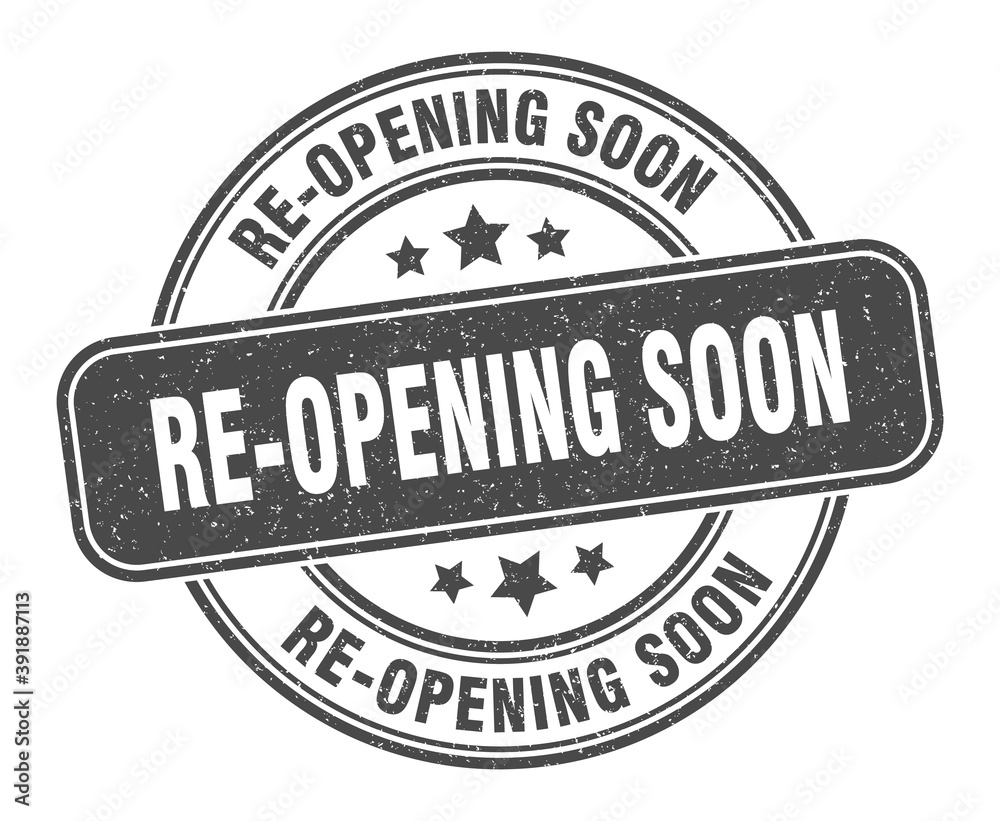 Fototapeta premium re-opening soon stamp. re-opening soon label. round grunge sign