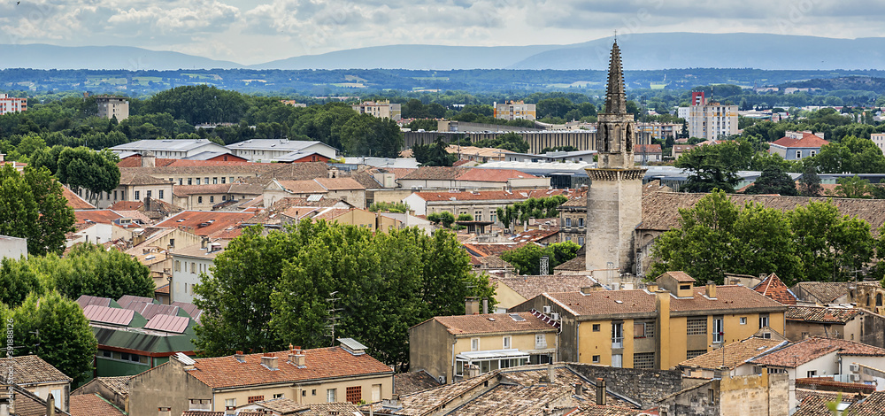 Fototapeta premium Aerial view of Avignon city. Avignon - the historic capital of Provence, commune in southeastern France.