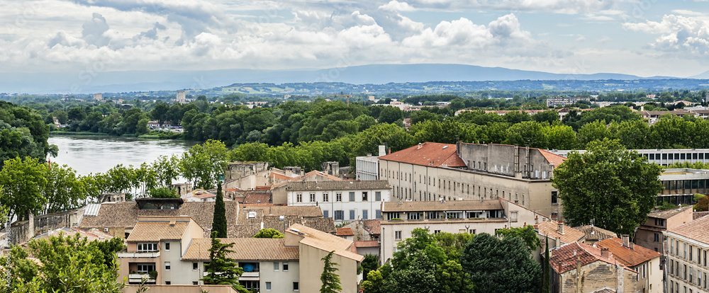 Aerial view of Avignon city. Avignon - the historic capital of Provence, commune in southeastern France.