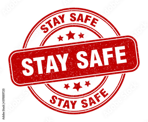 stay safe stamp. stay safe label. round grunge sign