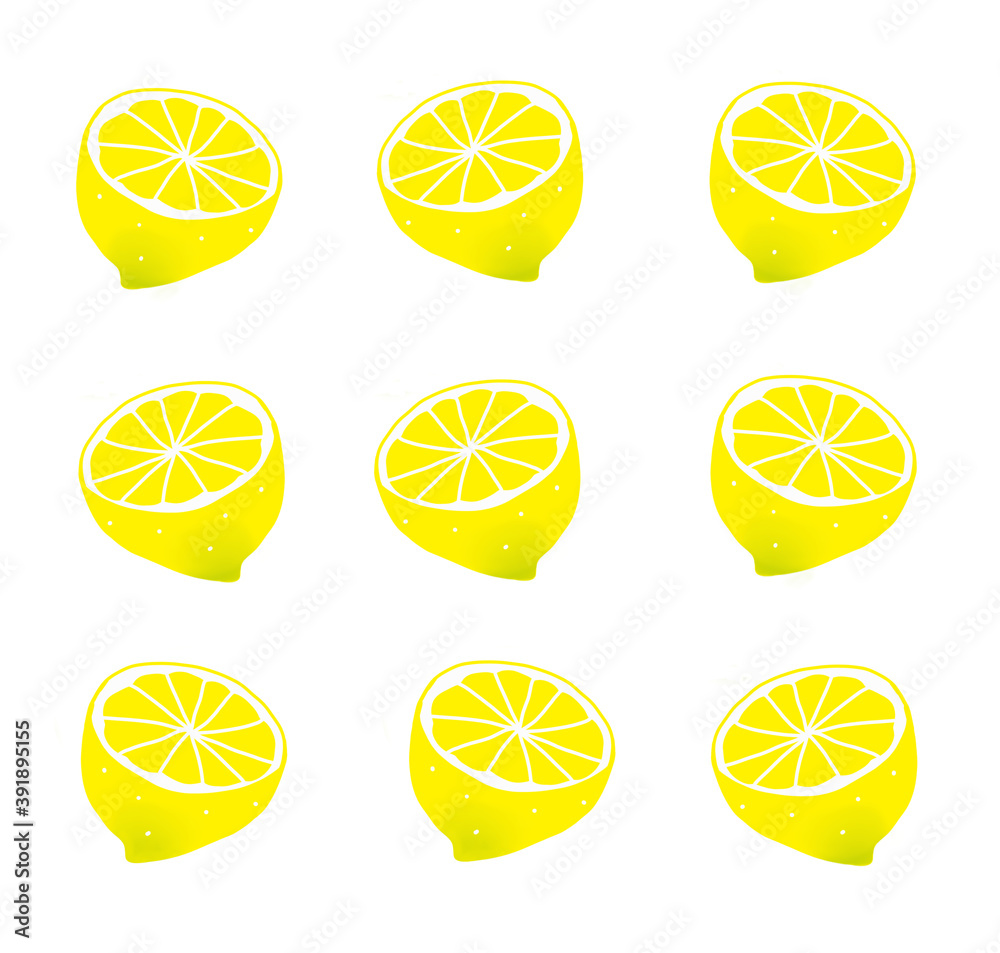 半分にカットされたレモンのパターン