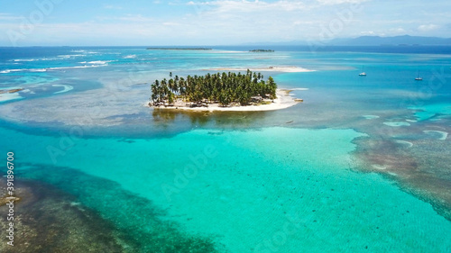 San Blas Archipelago - Panama. Aerial view of the San Blas Islands in the Panamanian Caribbean