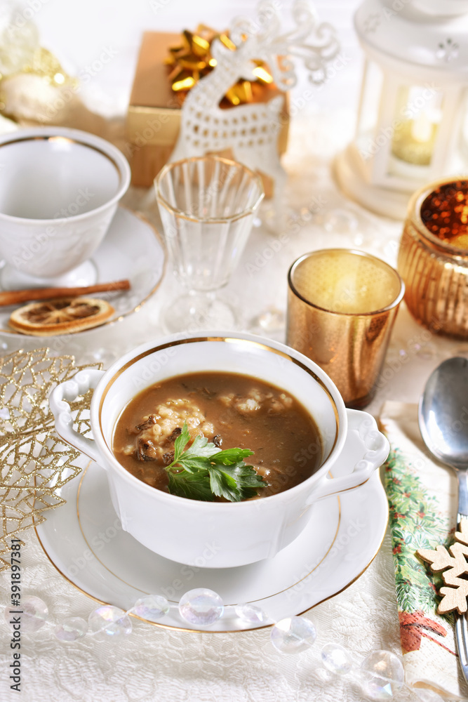 traditional Christmas Eve mushroom soup with barley traditional Christmas Eve mushroom soup with barley
