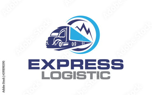 Illustration logistics and express delivery company logo design template
