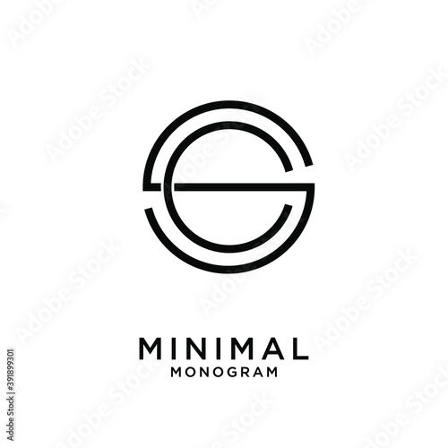 simple initial letter luxury sc cs line outline logo design with white background