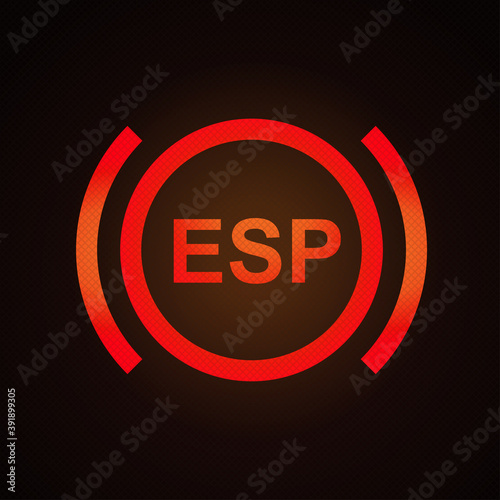 ESP warning light vector illustration,electronic stability program.