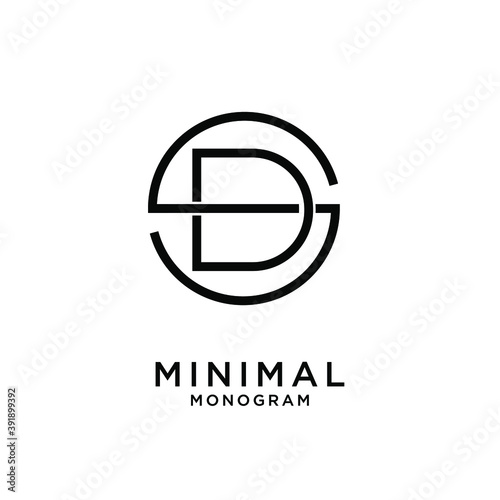 simple initial letter luxury sd sde line outline logo design with white background photo