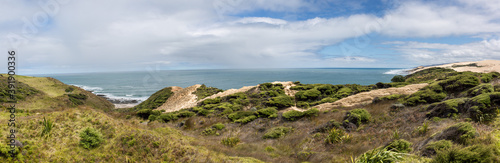 panoramic ocean scape from New Zealand coastline 
