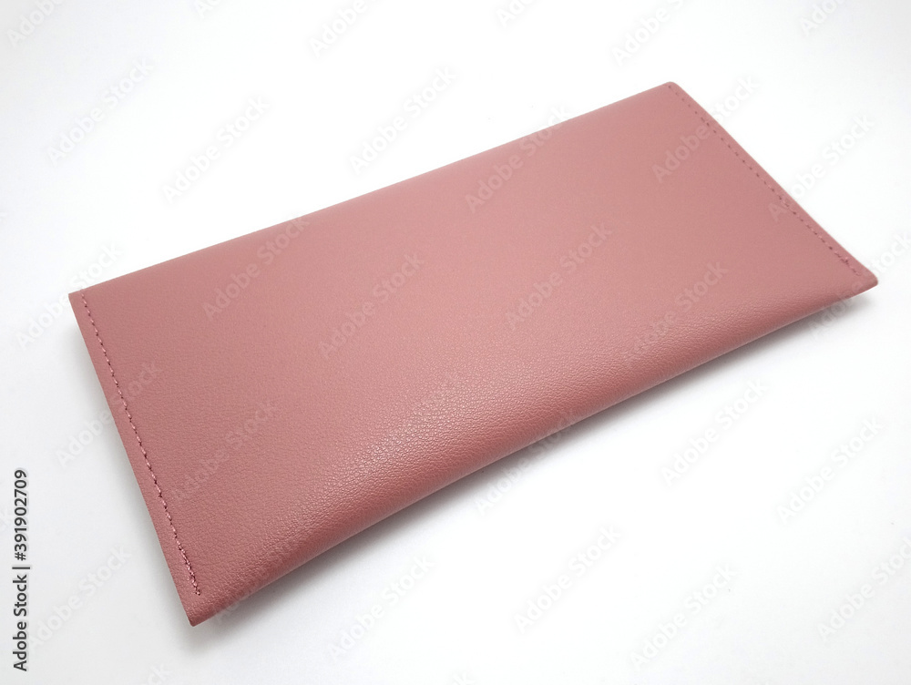 Pink flesh leather ladies wallet use to put money