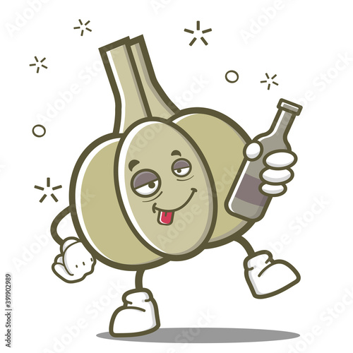 cute garlic cartoon mascot character